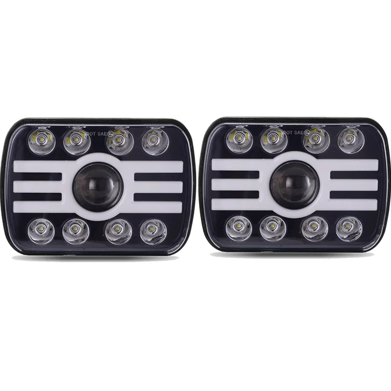 80w 7x6 ''фара Halo DRL для 86-95 Jeep Wrangler YJ Cherokee XJ ангельские глазки DRL H4 светодиодный квадратный 55 Вт 5X7 светодиодный фары - Цвет: 80w