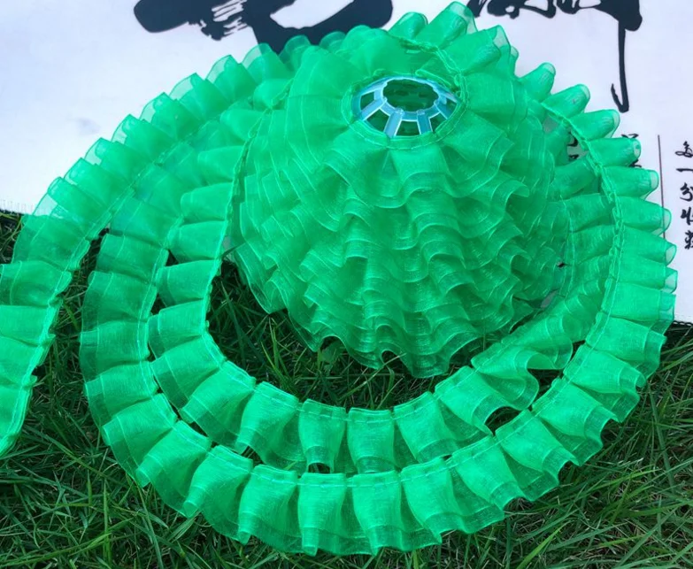 PT2020004 sheer organza pleat trim green