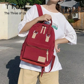 

Cute Canvas Fashion Backpack Female Panelled Color Laptop Backpack Design for girls Leisure Travel School Simple mochila mujer