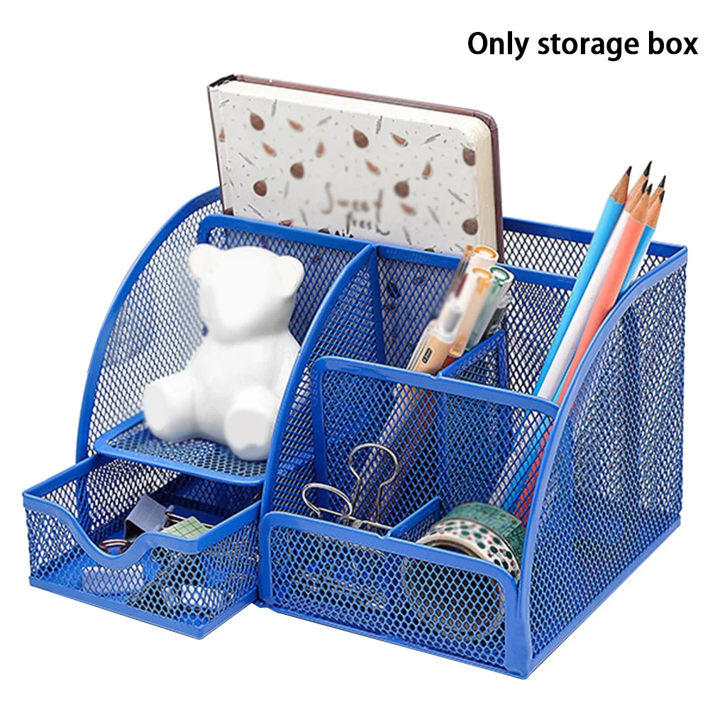 

School Pen Office Supplies Mesh Multi-functional Stationery Desk Organizer Box Metal Holder Container