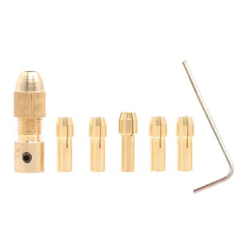 

7Pcs Multi-function Micro Self-tightening Drill Chuck Electric Drill Clamp Hand Drill Wood Brass Drill Clamp Golden (4.05)