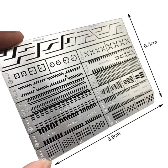 4 In 1 Chip-shaped Scoring Auxiliary Ruler Tool Drill Scribe Line Templates Ruler Details Craft Tools Model Engraved Tool 2