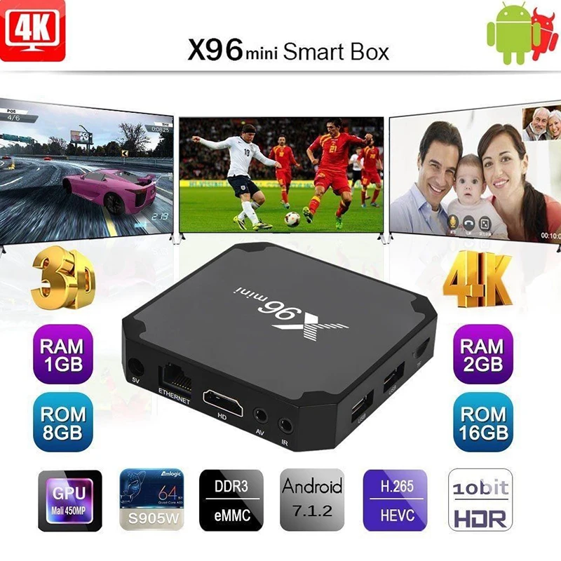 X96 Мини ТВ приставка Android 7,1 OS WiFi Смарт ТВ приставка 2 Гб 16 Гб Amlogic S905W четырехъядерный ТВ приставка 1 ГБ 8 ГБ X96mini медиаплеер