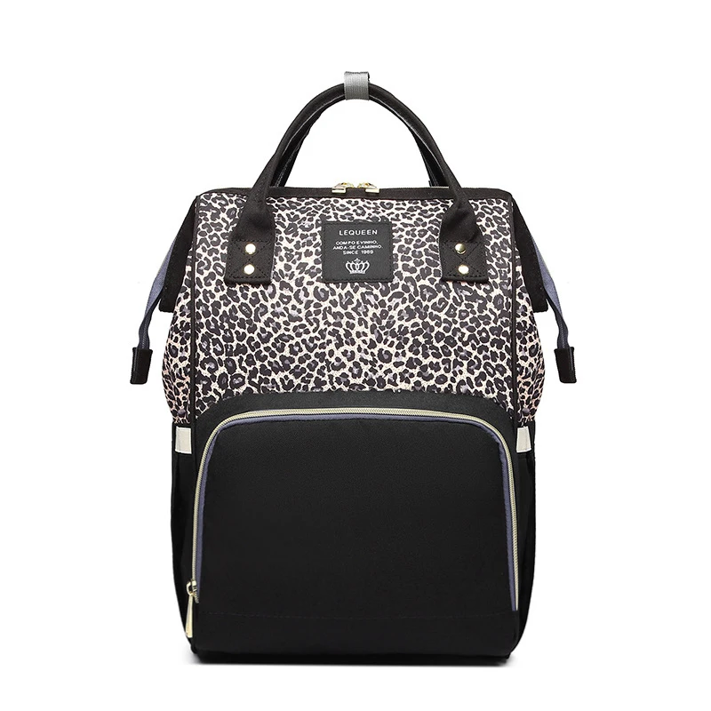 Baby Changing Diaper Bag Nappy Organizer Large Capacity Travel Outdoor Leopard Mommy Bag Baby Backpack Lequeen Mom Maternity Bag