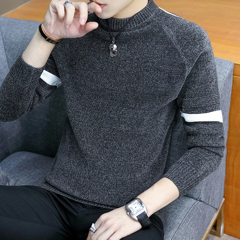 UYUK2019 Autumn And Winter Fashion Casual  Trend Slim High Quality Pullover Knit Solid Color Men's  Sweaters Clothes