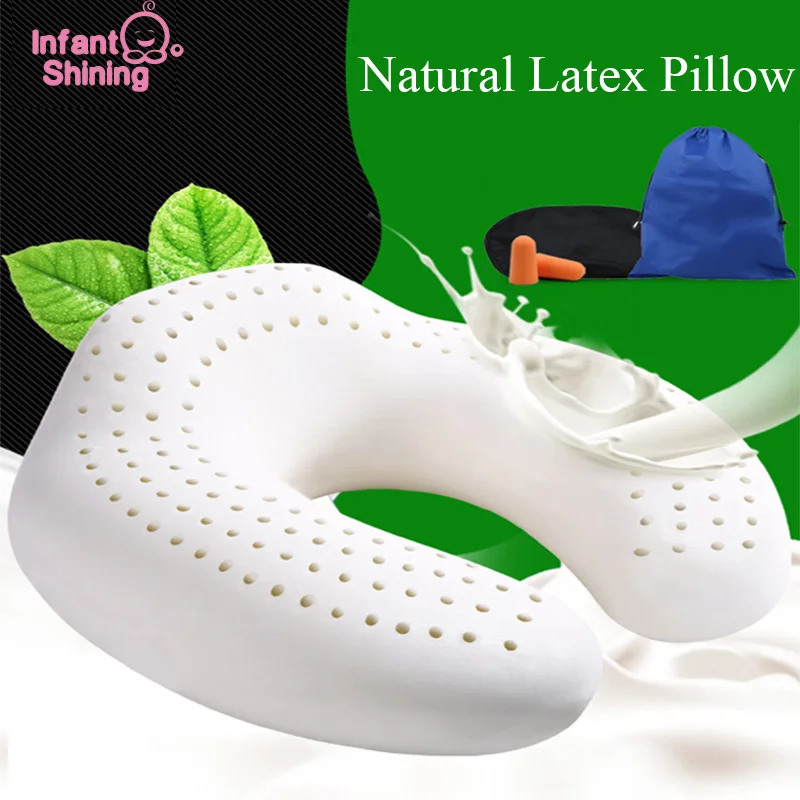 

Infant Shining U-Shape Travel Pillow Thailand Natural Latex Pillow 4Colors Comfortable Pillows Sleep Home Textile Memory
