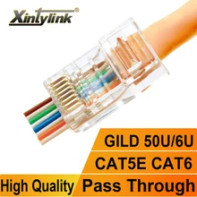 Złącze rj45 xintylink cat6 cat5e 50U/6U kabel ethernet wtyczka utp 8P8C rj 45 cat 6 gniazdo sieciowe lan cat5 keystone kończy się modułowe