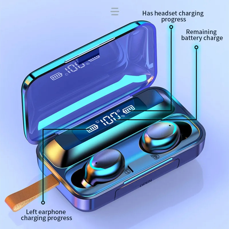 Bluetooth V5 0 Earphones Wireless Headphones With Microphone Mic Sports Waterproof Headset 1200mAh Charging Box For iOS Android