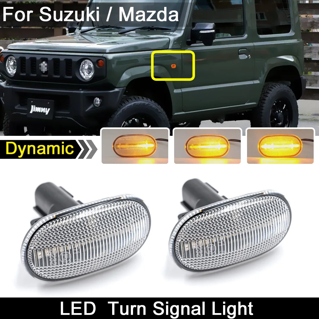 

Для Mazda AZ Spiano Scrum для Suzuki Jimny Lapin Carry Chevrolet прозрачные линзы светодиодный, боковой, габаритный фонарь динамический Янтарный указатель поворота