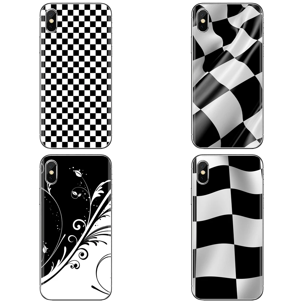 For Huawei Honor Y5 2018 2019 8S 9X Pro 20 10 10i Lite Slim Silicone Soft TPU Phone Case Black And White Checkered | Мобильные