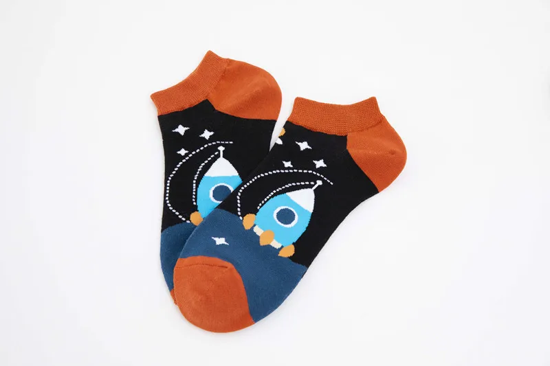 New Space Alien Planet Universe Cartoon Cotton Skate Cool Casual Socks Women Men Astronaut Funny Boat Short Happy Ankle Socks