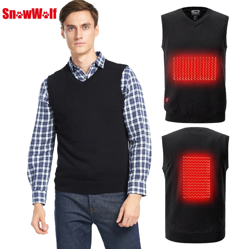 Мужской свитер с подогревом на батарейках, наружный, USB, инфракрасный нагревательный жилет, куртка, зимняя, гибкая, электрическая, тепловая одежда, жилет
