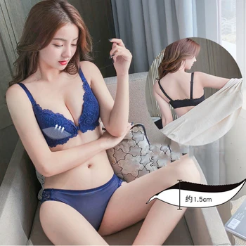 

Elovegirl French Quality Push Up Bras Set For Women Front Closure Sexy Lace Bra Lingerie Chest Adjust Large Size Women Underwear