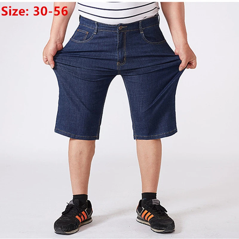 Summer Denim Shhorts Stretch High Waist Plus Size 42 46 48 52 56 Loose  Elastic Extra Large Jean Bermuda Male Half Trouseres|Jeans| - AliExpress