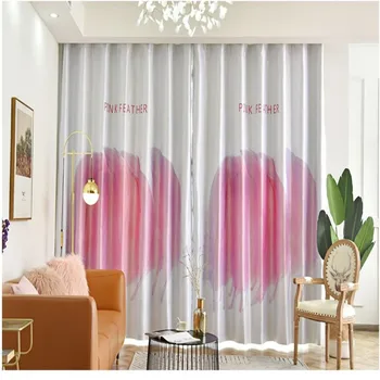 

Pink curtain feather curtains small fresh modern minimalist girl curtains bedroom bay window study windshield blackout curtains