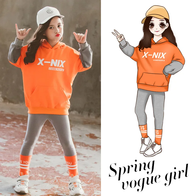 

Girls Spring Clothing 2020 New Style Korean-style Western Style Big Boy Smiley Lettered Hoodie Hat Set 1803c-1011