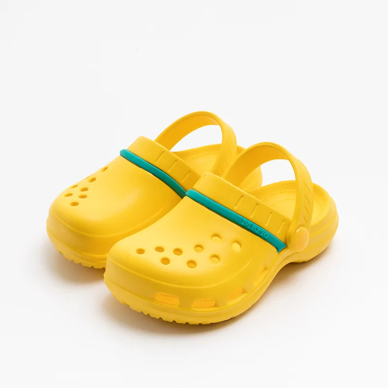 Семейные тапочки; детские сандалии; детская обувь для мамы, папы и ребенка; открытые шлепанцы; пляжная обувь; EVA Crocse Hole - Цвет: Цвет: желтый