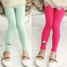 Новинка года; стильные универсальные базовые брюки для девочек; детские леггинсы средней длины с вышивкой в виде птиц; детская одежда