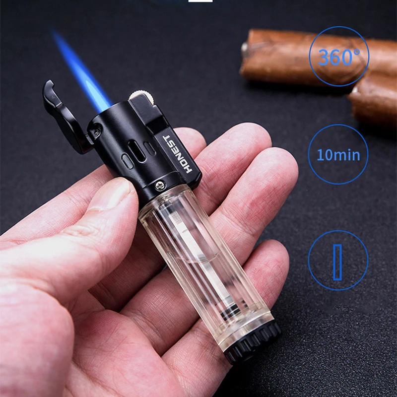

HONEST Gas Lighter Lighters Smoking Accessories Blue Flame Butane Torch Lighter Cigarettes Lighter Gadgets For Men 2020 New