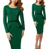 Vfemage Винтаж одноцветное цвет печати рюшами Лук носить на работу молнии vestidos Bodycon Офис Вечерние Партии Женское облегающее платье 361
