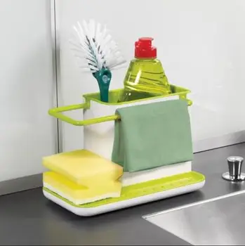 

1PC Kitchen Sink Sponge Storage Rack Soap Brush Organizer Kitchen Bathroom Accessories Towel Rack Holder Plastic