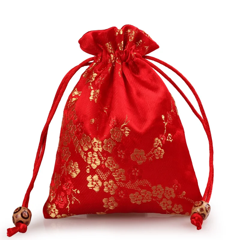 red style 04 Высокое качество вышивка Шелковый Подарочный мешочек 11x14 см ювелирные изделия дорожный мешочек для хранения мини конфеты джутовые упаковочные сумки для подарочной сумки(1 шт./лот - Цвет: red style 04
