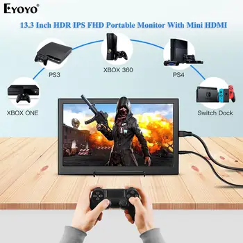 

Eyoyo EM13F 13.3" Portable IPS HDR Mini HDMI Monitor 1080P FHD Gamer Moniteur USB LCD Screen For Laptop PC PS3 PS4 Xbox Display
