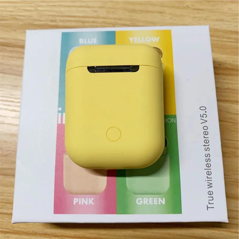 Macaron 12 Bluetooth наушники i12 InPods 12 5,0 HIFI беспроводные наушники беспроводные Bluetooth наушники Поддержка дропшиппинг - Цвет: Цвет: желтый