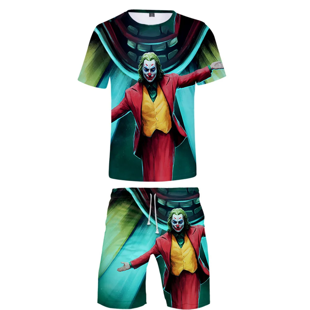 Joker, комплект из 2 предметов, Повседневная футболка с короткими рукавами и 3D-принтом, комплект из 2 предметов, крутой комплект в стиле хип-хоп