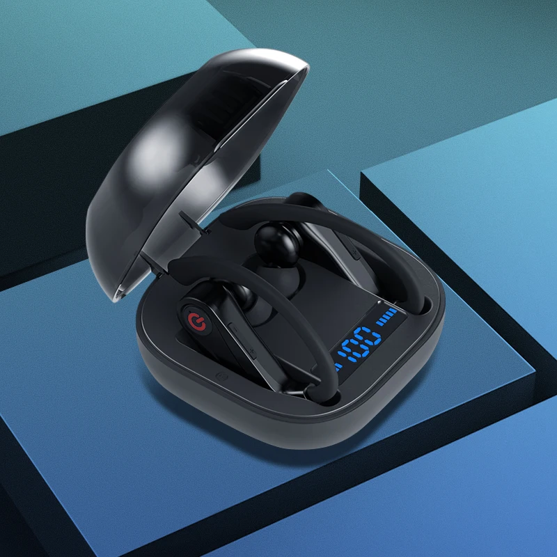 Дешево Arlado Q62 Беспроводной Bluetooth наушники V5.0 стерео гарнитура с ушным крючком спортивная Гарнитура 950 мАч коробка режимов е лист с светодиодный Мощ...