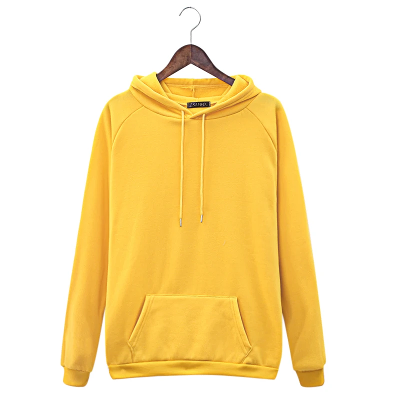 Цвет: желтый Sudaderas mujer,, Harajuku, одноцветная толстовка, женская, с длинным рукавом, с капюшоном, свободная, женские толстовки, свитшоты, повседневный спортивный костюм - Цвет: Цвет: желтый
