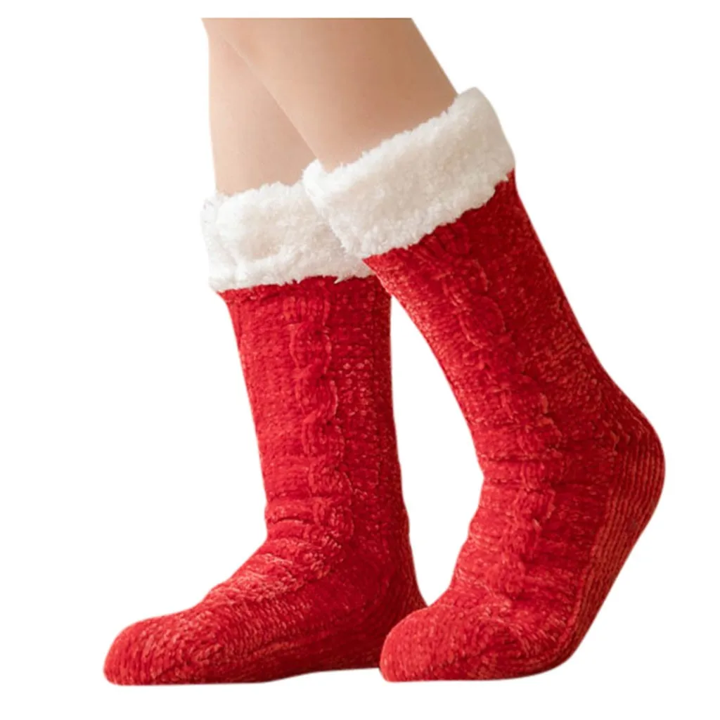 Women Winter Cotton Socks Solid Thicker Anti-slip Floor Socks Carpet Socks
