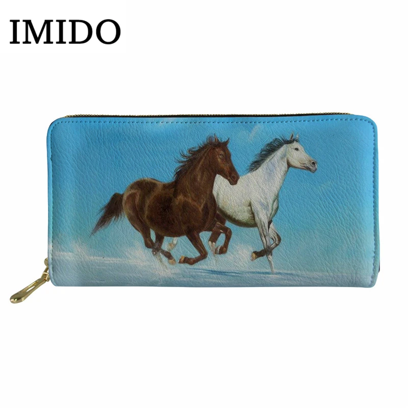 IMIDO длинный кожаный кошелек для лошади мужской Роскошный кошелек удобная сумка мужской женский кошелек Walets для дам кошелек сумочка для телефона - Цвет: WLL1347Z21