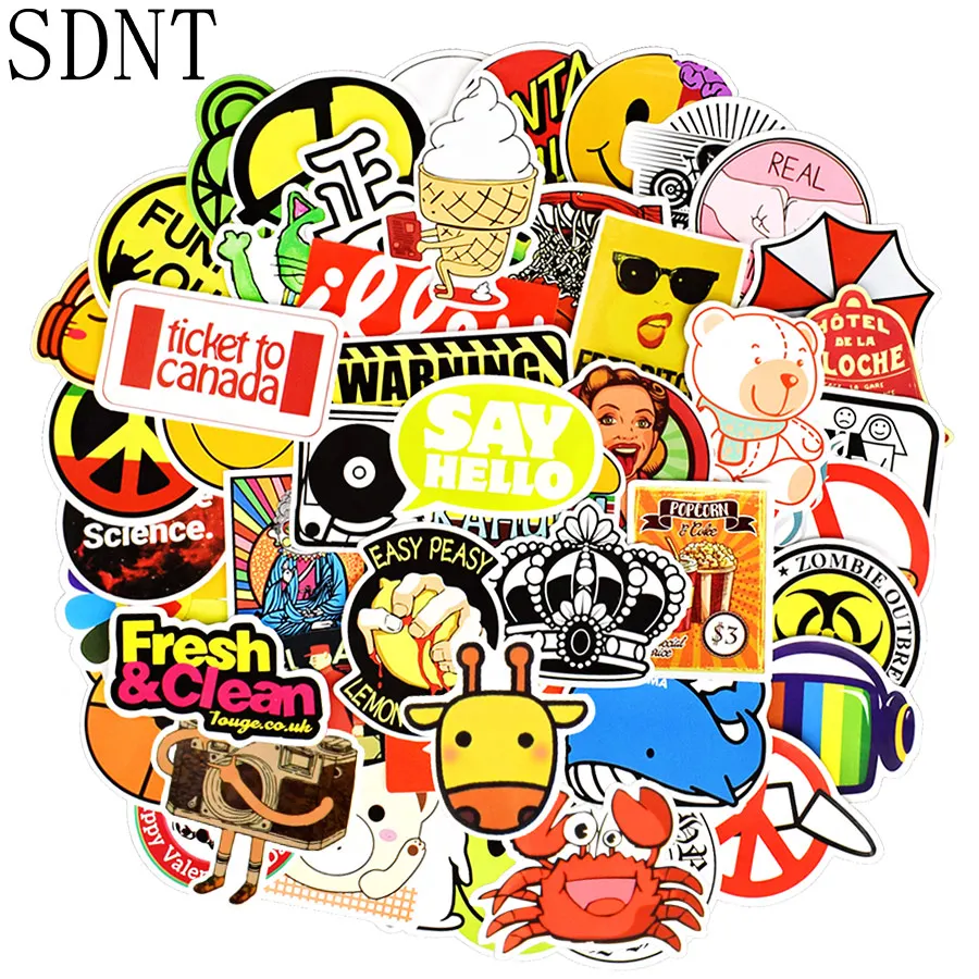 

300 PCS Funny Random Style Sticker Mixed Graffiti Anime Rock JDM Waterproof PVC Sticker for DIY Fridge Skateboard Motorcycle Car