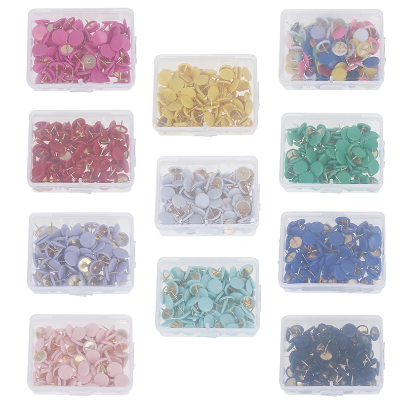 100Pcs Ronde Vorm Push Pins Duim Kopspijkers Prikbord Kurk Papier Kaart Duim Kopspijkers Punt Kantoor Binding Supply