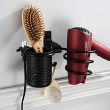 Multifunctional Hair Dryer Holder Bracket Wall Mounted With Cup Hpulder Metal Bathroom Comb Shelf Toothbrush Rack Home Organizer