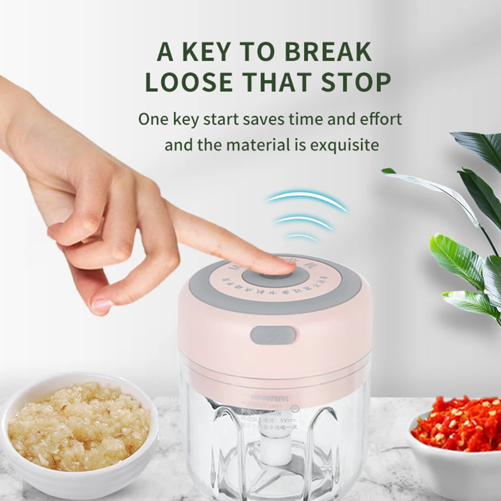 100/250mL Mini Electric Garlic Chopper USB Charging Ginger Masher Machine Sturdy Durable Chili Vegetable Crusher Kitchen Tool | Дом и сад