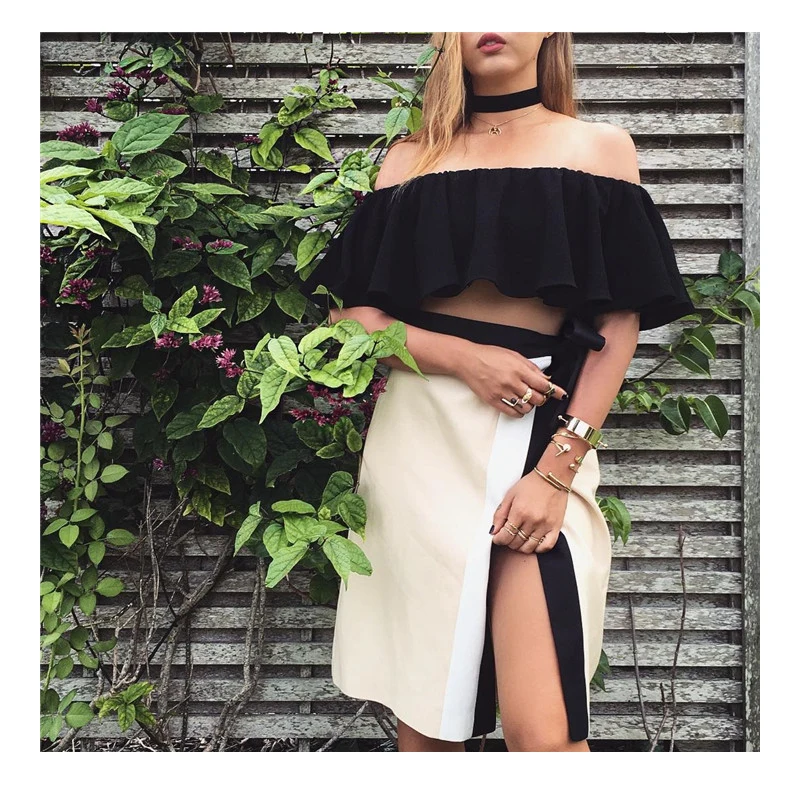 AEL Patchwork Split High Waist Sexy Skirt Lace Up Irregular Female Skirt With Belt Autumn New Fashion High Quality