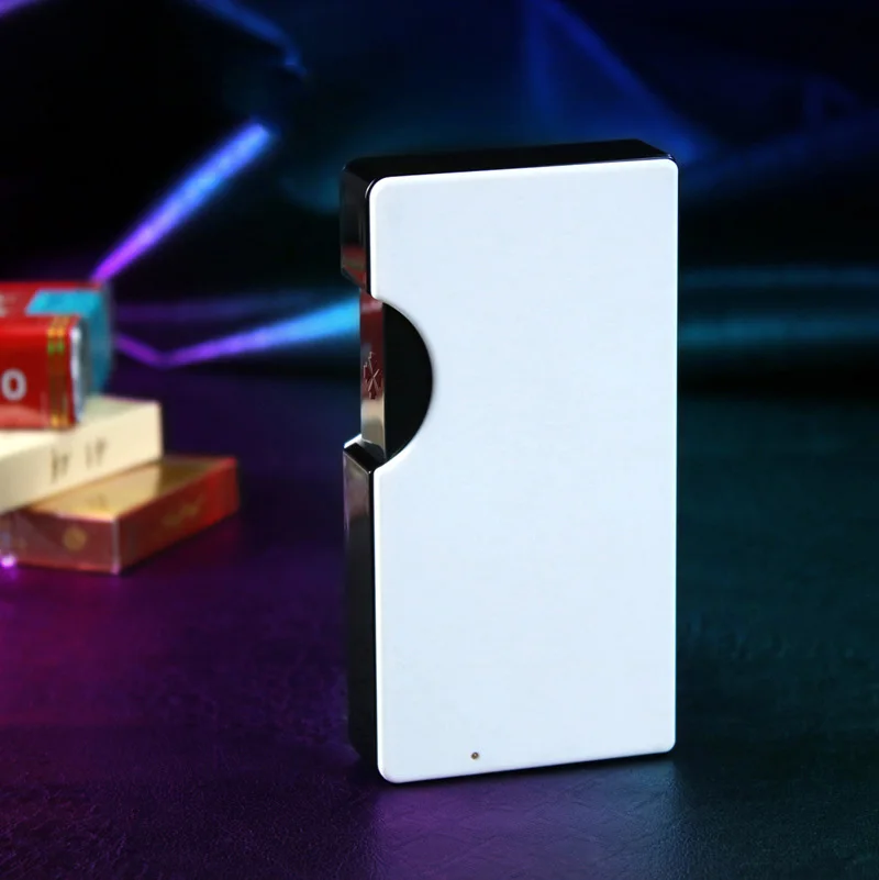 Белый Сигарета с зарядкой от USB Коробка Чехол металлическая электрическая зажигалка портативная ветрозащитная беспламенная Электронная зажигалка аксессуары для сигарет - Цвет: Белый