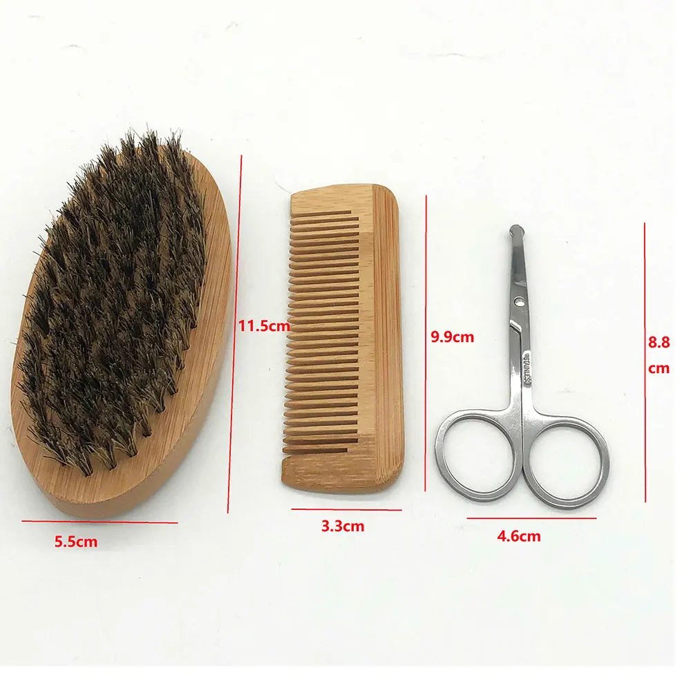 6pcs kit Men Beard Kit Barba Grooming Beard Set Beard Oil Moisturizing Wax Blam Comb Essence 4