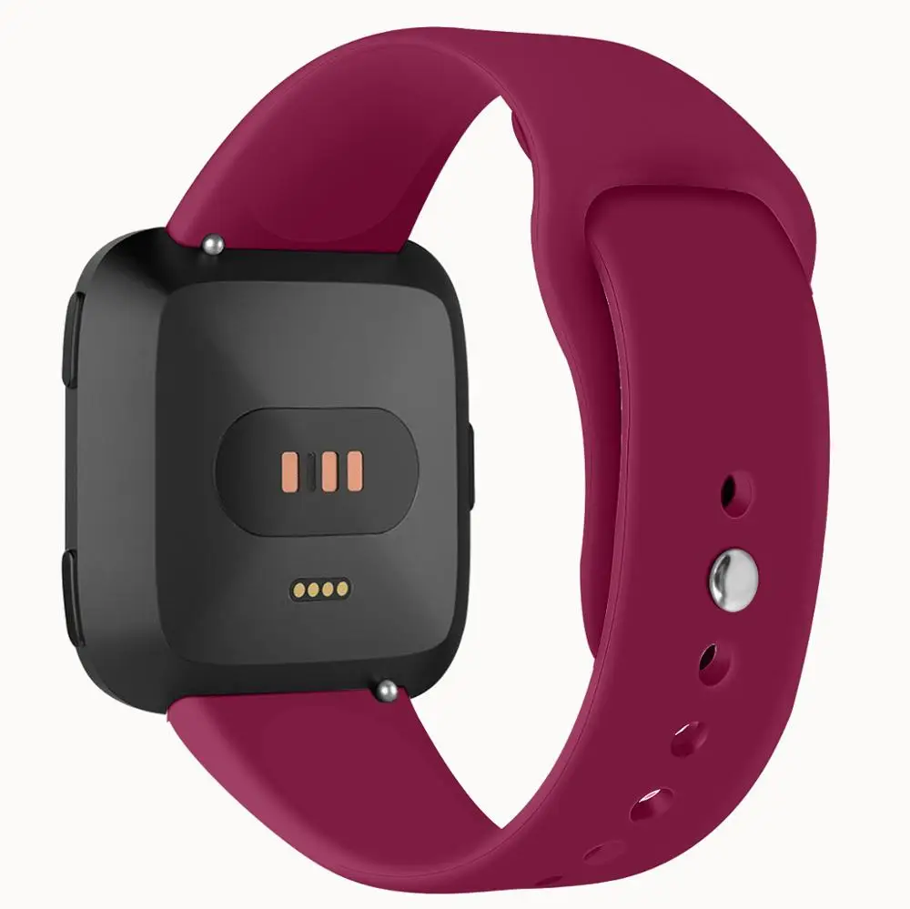 Высококачественный однотонный Браслет для Fitbit Versa 2/Versa Lite водонепроницаемый сменный мягкий силиконовый ремешок для часов Correa - Цвет: Wine red