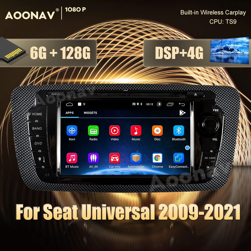 2 din Android 10.0 car radio For Seat Universal 2009-2021 multimedia GPS Navigation Video Audio Radio Head Unit Player | Автомобили и