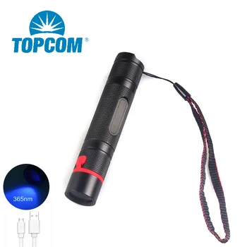 

Topcom Free Shipping 365NM UV Led Flashlight Powerful 5w UV Torch 18650 Battery Chargeable Torcia UV For Anti-fake Detection