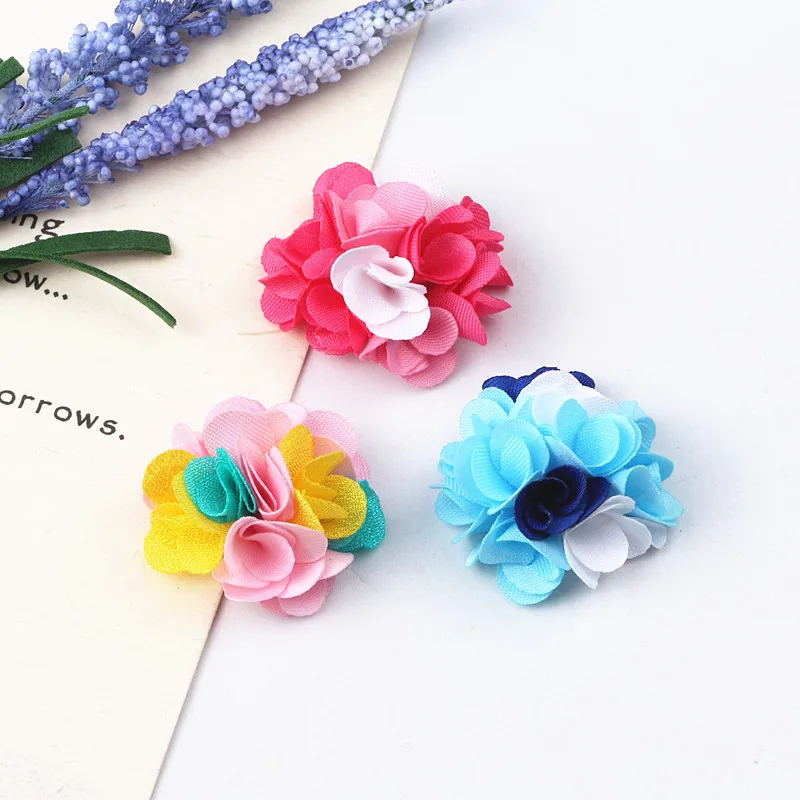 

50Pcs Mix Colors Mini Chiffon Fabric Flower For Wedding Invitation Artificial Flowers For Dress Decoration