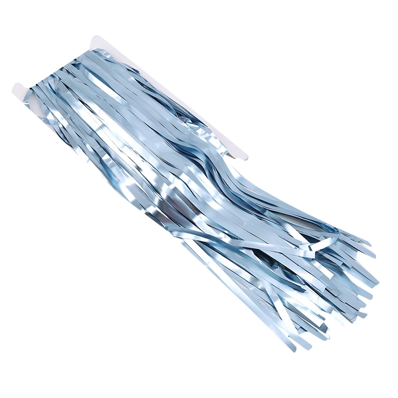 High Quality Home Gold Silver Pink Blue Matte Metal Color Fringed Rain Curtain Wall Birthday Party Decoration Wedding Supplies - Цвет: blue