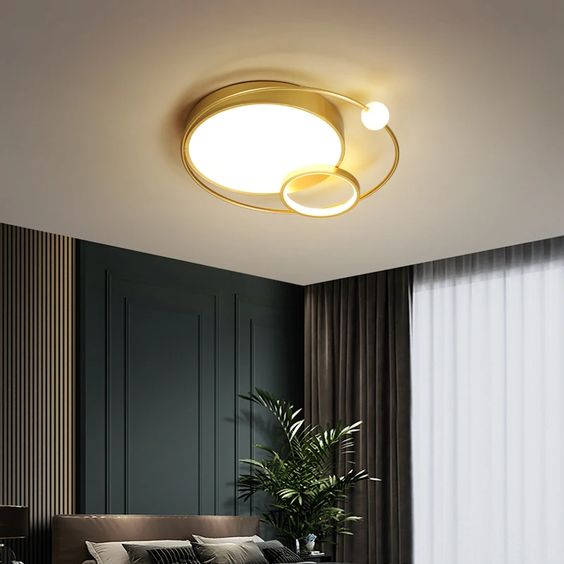 

Nordic Round LED Indoor Ceiling Lamp Modern Minimalist Living Room Lamps Restaurant Golden Lighting Bedroom House Ceiling Lights