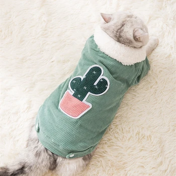 

Cactus embroidery corduroy coat pet cat and dog clothes Christmas Easter clothes pet equipment comfortable fabric cute pet suit