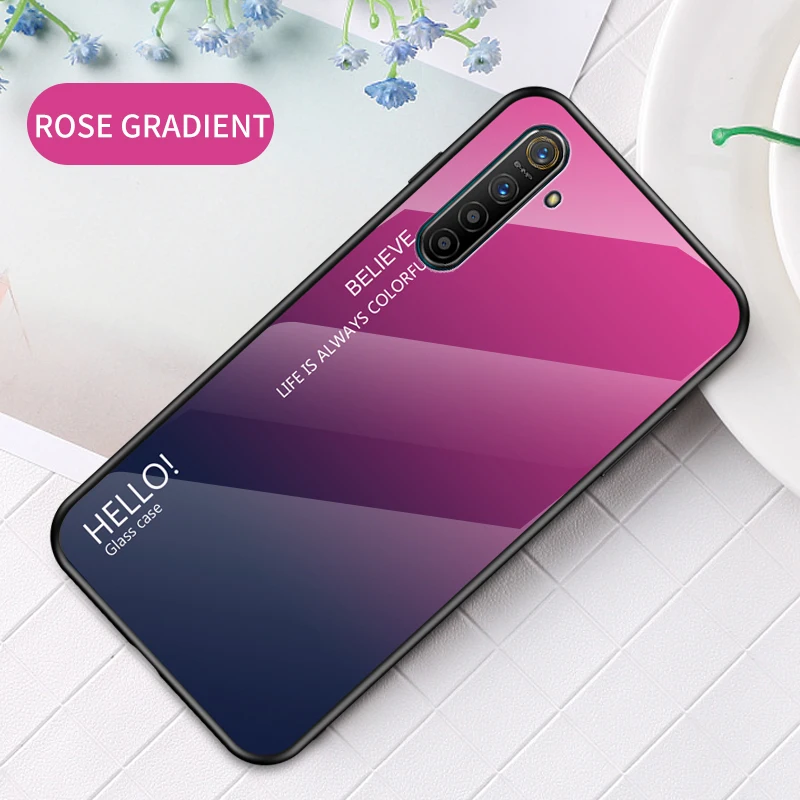 Realme XT чехол 6,4 дюймов роскошный мрамор закаленное стекло Мягкий ТПУ чехол противоударный телефон задняя крышка Realme X2 защитный чехол - Цвет: style 3