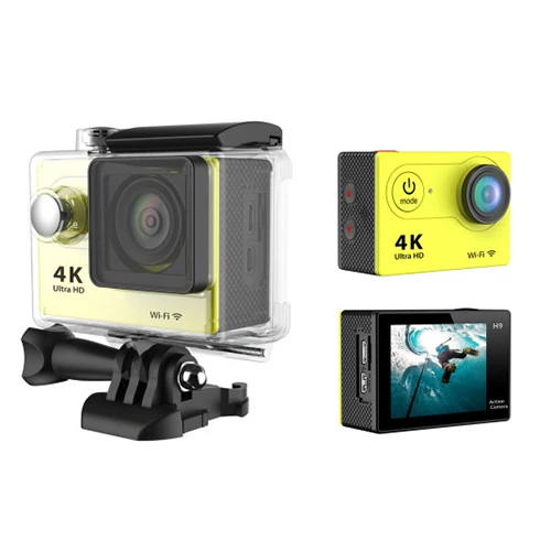 Yellow 4K Экшн-камера для спорта на открытом воздухе 1080P wifi Водонепроницаемая профессиональная камера для фотосъемки шлем для подводного спорта сёрфинга велосипедная камера - Цвет: Yellow