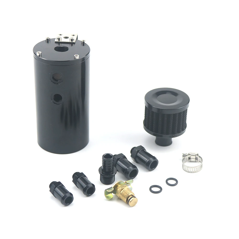 

Universal high-quality brushed baffle plate fuel collecting tank with breathing filter aluminum round car cooling box